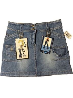 VTG Y2K Quizz Jeans Denim Mini Skirt Low Rise Cargo Utility Deadstock NWT 7/8